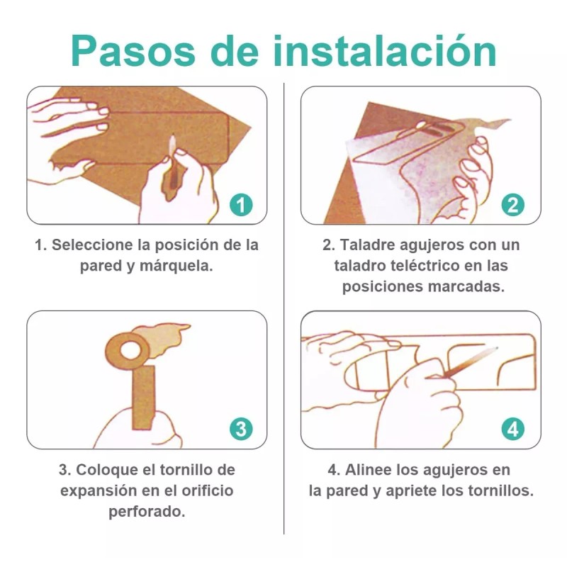 MARZSEFLO Porta Escobas Organizador De Escobas 5 Espacios Y 6