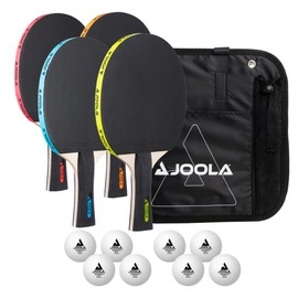JOOLA Table Tennis Set, Table Tennis Set with 4 Table Tennis Bats, Table Tennis Balls and Carry Bag (NEON)