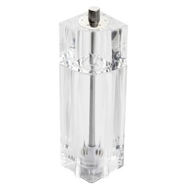 TableCraft 11832 Salt & Pepper Mill Combo, 2.625"W x 2"D x 7.5"H, Acrylic, 1 oz Shaker, 2.5 oz Mill, Clear, 6 Each per case