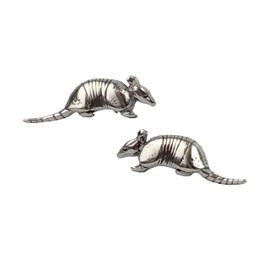 FashionJunkie4Life Sterling Silver Armadillo Earrings | 9 Banded Armadillo Studs with Butterfly Backings | Animal Gift for Men, Women, & Teenagers