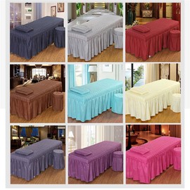 1pcs Solid Beauty Salon Bedskirt ONLY for Salon Massage Table Bed Sheet Bedspread SPA Beauty Bed Sheet Full Cover with Hole, 74.8x31.4inch (Brown)