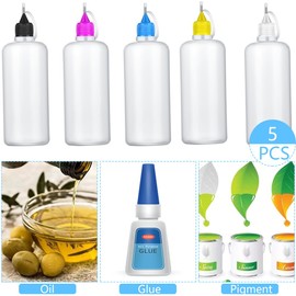 Precision Squeeze Bottle DIY Quilling Tool Plastic Dropper Bottles 100ml Needle Tip Glue Bottles Empty Tip Needle Applicator Bottle for Liquid Glue Oil Acrylic Paint 5PCS