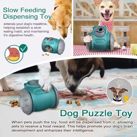 Dog Puzzle Toy, Tumble Slow Feeder Treat Dispenser for Puppy,Small Medium Large Dogs,Interactive Dog Feeder Toy for Stimulation and Enrichment (Blue/Green)