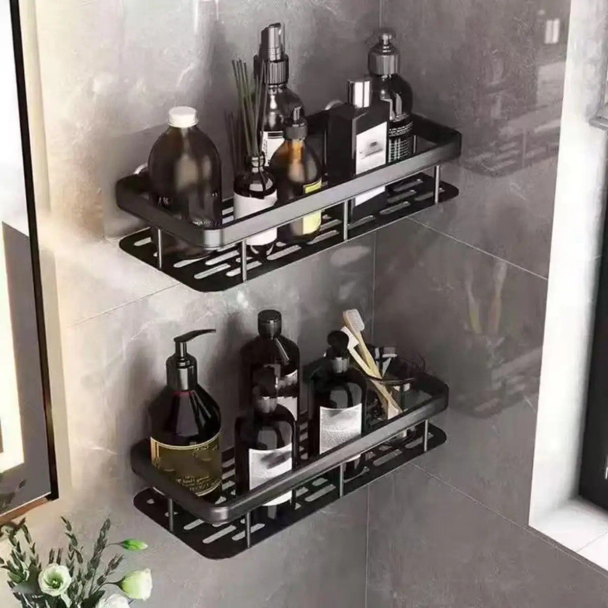 Bathroom Shelf – No Drill Design, Easy Storage for Shampoo and Accessories