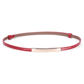 JASGOOD Women's Skinny Leather Belt Patent Thin Waist Belt for Dress with Metal Buckle