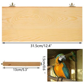 DIRBUY 4 Pack 5 x 12 Inches Bird Perches - Natural Wooden Flat Bird Perch - Rectangle Bird Perch Stand Platform for Parrot, Budgies, Parakeet, Cockatiels, Conure, Lovebirds