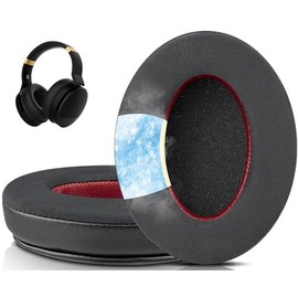 SOULWIT Cooling Gel Earpads Cushions Replacement for Cowin E8 Headphones, Ear Pads Cushions with Ice Silk Fabric, Noise Isolation Foam - Black