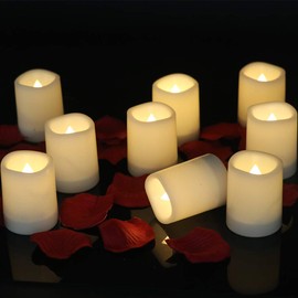 Wondise Waterproof Flameless Votive Candles with 6H Timer, Set of 12 Outdoor Battery Operated Candles Plastic LED Flickering Tealights Candles for Outdoor Garden Patio Home Summer Decor(1.5”D x 2”H)