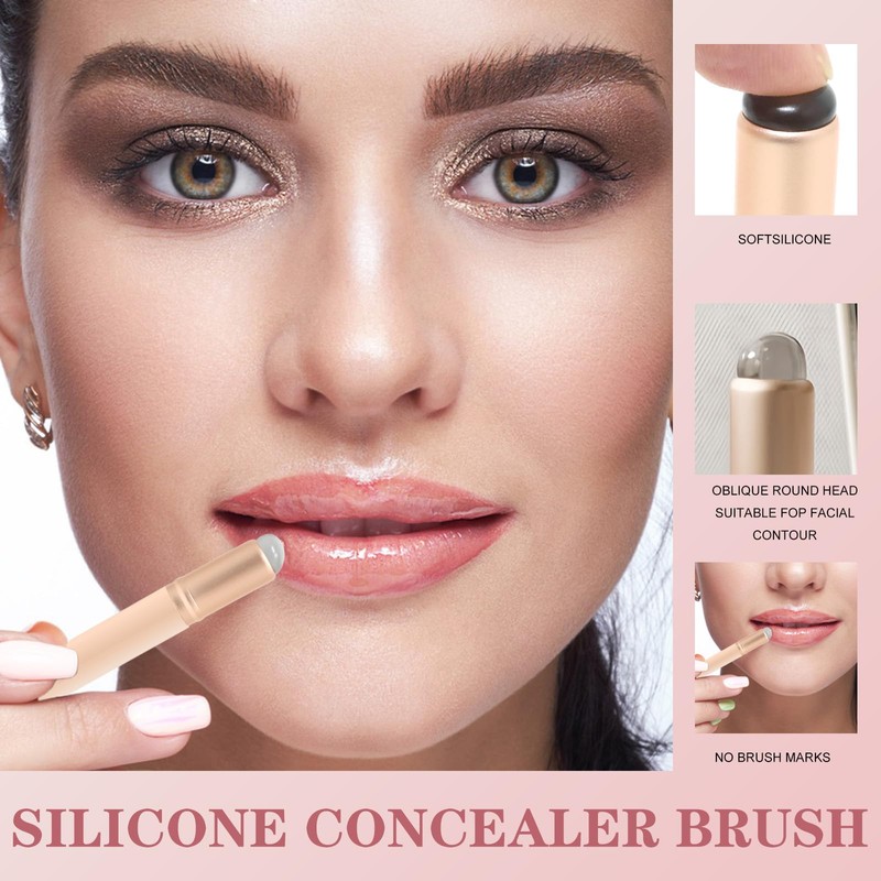 yueton 2Pack Rose Gold Silicone Lip Brush Mini Round Head