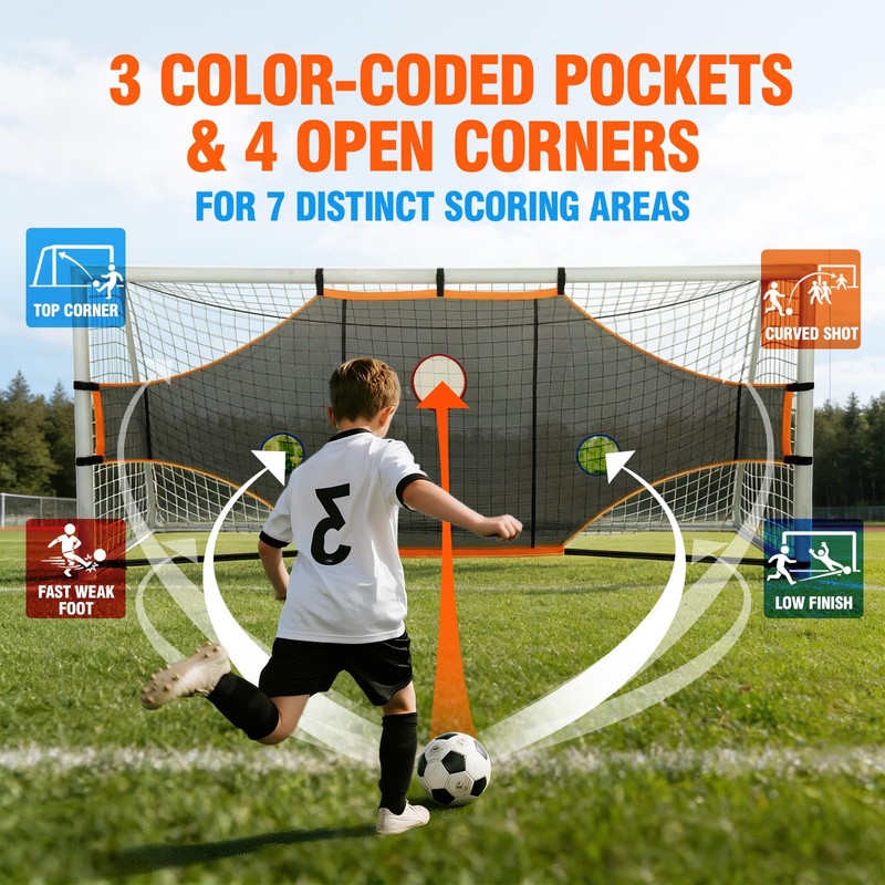 Sensch Soccer Goal Target Net, 16x6ft - Turn Training into