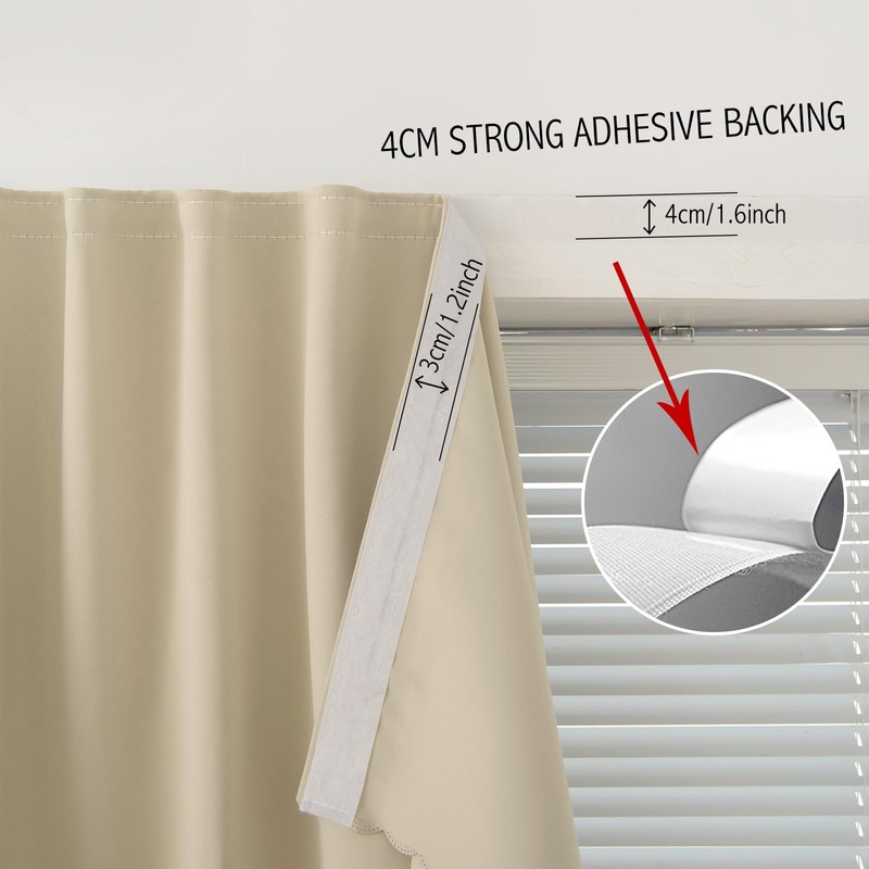 Self Adhesive Portable Blackout Curtains for Bedroom Easy to Install
