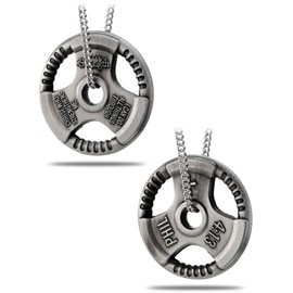 Shields of Strength Women's Antique Finish Grip Plate Pendant Necklace Inscribed with Philippians 4:13 Bible Verse Female Weightlifters Christian Jewelry