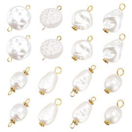 PandaHall 80 Pieces 8 Style Bead Pendants Connectors Bead Connectors ABS Plastic Imitation Beads Irregular Shape Bead Acrylic Connectors with Golden Pins