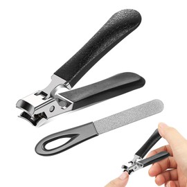 2pcs Nail Clippers, Nail Cutter with Nail File, Ultra Sharp Curved Splash Nail Clippers with Catcher for Toe Nail Clippers for Thick Nails for Adults Men Women Seniors