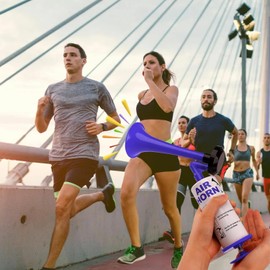 Unpoten AirHorn, Metal Fanfare Compressed Air Horn Loud, Signal Horn, Classic Air Horns Signal Horn Noiser, Football, Handball, World Cup, Air Pressure Fanfare, Cheer for Fireing, Blue