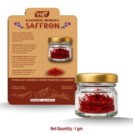 Vigr Single Origin Kashmiri Mongra Saffron (Kesar) - Farm Direct from Pampore, Lab Tested & AYUSH Certified, Grade A++, 100% Pure Handpicked Threads, Highest Crocin Content (1g (0.035 oz))