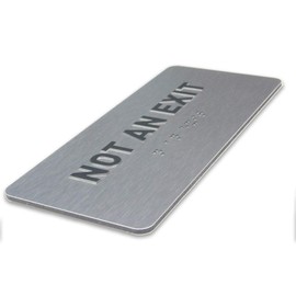 Not an Exit Identification Sign - ADA Compliant Sign, Raised Icons, Raised Braille, Brushed Aluminum, TCO Inspection Certified (7"W x 3"H) - by GDS