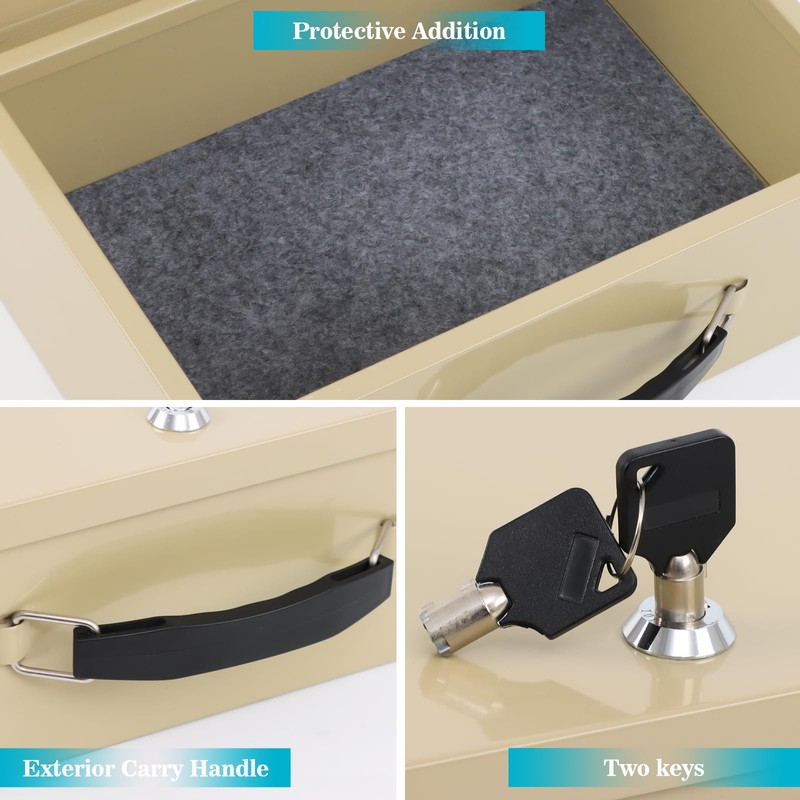 Dalmbox Portable Fire Safe Box with Key Lock, 13.2”x 11”x