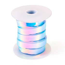 Spritewelry 5M Plastic Lanyard String Flat Lacing Cord Iridescent Ribbon for DIY Crafts Lanyards Keychain Bracelet Necklace Jewelry Making 12mm