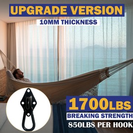 AOERT Hammock Hooks Heavy Duty, 2pcs 10MM 304 Stainless Steel Pad Eye Hooks, 1700lbs Capacity Hammock Hanging Kit, for Swing Chairs Hanging, Fit Wall, Ceiling Mount Indoor Outdoor.