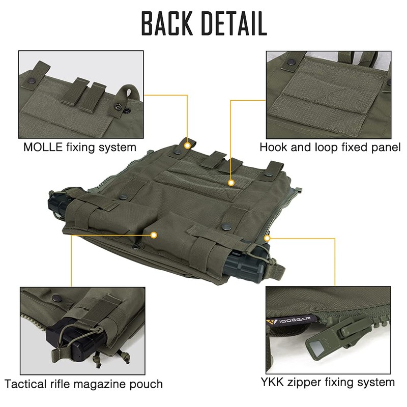 IDOGEAR Tactical Pouches Zip-on Panel Pouch Military Vest Accessory Bag