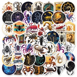 50PCS Scorpio Stickers Aesthetic Waterproof Zodiac Decals – Astrology Vinyl Sticker Pack for Water Bottles, Laptops, Scrapbooking, Journals, Teens & Adults – Scorpio Sign Gifts & Decor