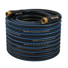 Fevone 75ft Heavy Duty Garden Hose, Lightweight and Flexible, 5/8" ID, Burst 600 PSI, Hybrid Polymer, Kink-Resistant, 3/4" GHT Solid Brass Fittings