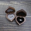 Heart Shaped Wooden Ring Box Black Soft Lining Smooth Surface