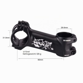CYSKY 17 Degree Stem 31.8 60 mm/70 mm/80 mm/90 mm/100 mm/110 mm MTB Stem Mountain Bike Handlebar Stem for Bicycle, Road Bike, MTB, BMX, Cycling (90 mm)