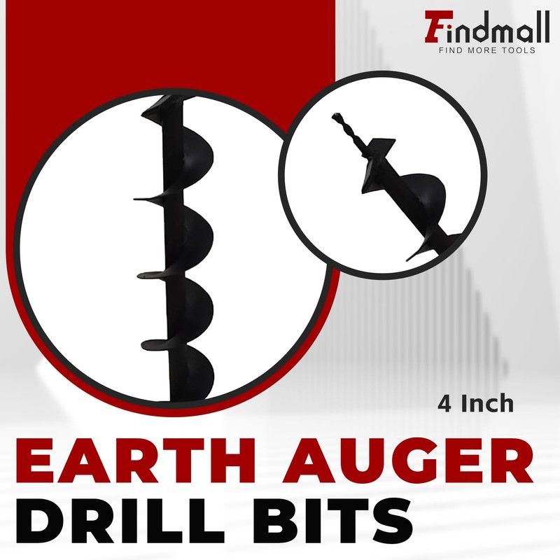 findmall Earth Auger Drill Bits 4" 6" 8" 10" 12"