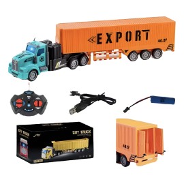 Tráiler Contenedor Tracto Camión Escala 1:32 Control Remoto