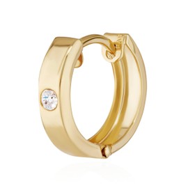 NKlaus Single 333 8 Carat Gold Yellow Gold Hinged Hoop Earrings 12.5 x 3.1 mm Cubic Zirconia Square 4745, Yellow Gold, Cubic Zirconia