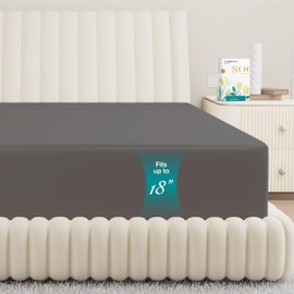 Carressa Linen Luxury 100% Egyptian Cotton Queen Fitted Sheet Only - 800 TC Hotel Quality 1-Piece Deep Pocket Cotton Fitted Sheet, Soft Sateen Weave Bottom Sheet, Fits Mattress up to 18 In - Dark Grey