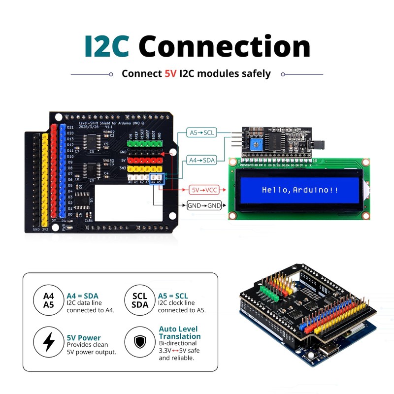 GeeekPi Level Converter Module for Arduino UNO Q, Bidirectional 3.3V