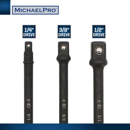 MichaelPro 6-Inch Impact Grade Socket Adapter Set, Extension Bit with Holder, 1/4", 3/8", and 1/2" Drive, Converts Impact Drill Driver into High Speed Socket Driver | MP005021