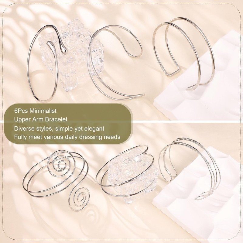 Tressora Boho Coil Arm Cuff Set - Adjustable Minimalist Bangles