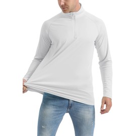 EKLENTSON Men's Shirts UV Rash Guards Long Sleeve Stretch Lightweight Work Top Outdoor Quick Dry T-Shirts,White,3XL