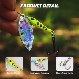 Inline Spinner Bait – Fish-Shaped Spinnerbait Lures 5-Pack, 360° Rotation with Reflective Blades, Perfect for Freshwater & Saltwater Fishing, Targeting Bass, Trout, Pike, Perch & More (Flying Fish)