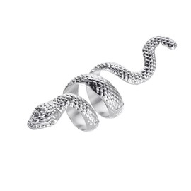 Wendalern Punk Large Snake Rings Silver Snake Finger Ring Vintage Open Snake Wrap Ring Exaggerated Gothic Ring Jewellery for Women and Girls Adjustable Ring