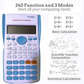 Scientific Calculators Protractor and Compass - 240 Functions 2 Line 10+2 Digits,Desk Math for School,Protractor and Compass for Geometry with Rulers and Two Set Squares and Scientific Calculators