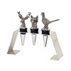 EDZARD Set of 3 Stainless Steel Bottle Stoppers with Stand,