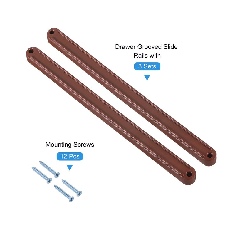 sourcing map Drawer Slides, 3Set 235mm - Plastic Drawer Rails