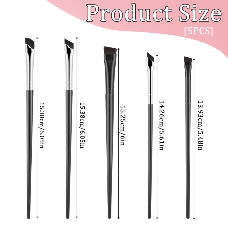 5 Pack Eyeliner Brushes Angled Eyebrow Concealer Brushes Ultra Thin