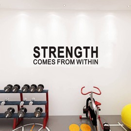 Wall Decal Stickers, Motivational Wall Decals, (Easy to Apply), Vinyl Wall Decor Art Men Women Sports Yoga Quotes Gym Office Bedroom Living Room School Classroom, Strength Comes from Within 35"X9.8"