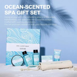 Spa luxetique 여성용 스파 럭셔리 선물 세트 오션 바디 로션 샤워 젤 버블 배스 핸드 크림 목욕 크리스마스 포함되어 Women's Spa Luxury Gift Set Ocean Body Lotion Shower Gel Bubble Bath Hand Cream Christmas Included [Ocean]