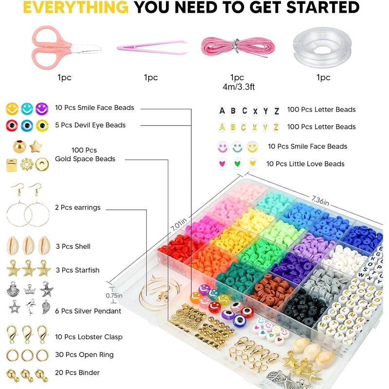 Triko Kit de Cuentas para Hacer Pulseras, 7500 Piezas de