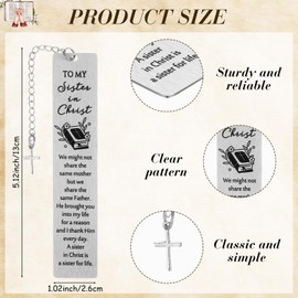 Skyygemm 10 Sets Sister in Christ Gifts for Women Sister Bookmark Bible Cross Bookmark with Blessing Cards Gifts Bags Faith Based Gifts Christian Secret Sister Gifts Christian Gifts for Women