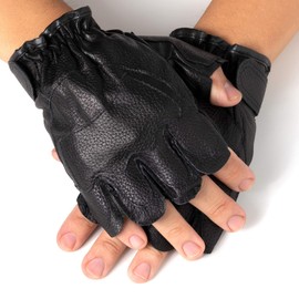 Alpine Swiss Mens Fingerless Gloves Genuine Leather for Workout Training Riding Medium