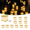 FuHigh 20Pack Paper Floating Water Lanterns,Gold+White Square Memorial Candle Lantern,Table