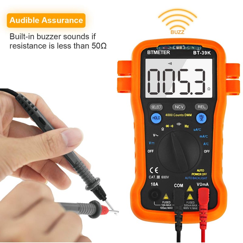 BTMETER BT-39K Digital Multimeter with Case, 4000 Count Volt Ohm